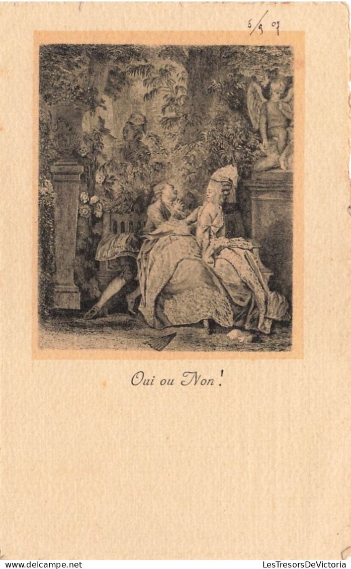 COUPLES - Oui Ou Non - Dans Le Jardin - Carte Postale Ancienne - Paare