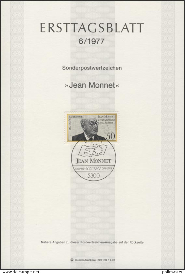 ETB 06/1977 Jean Monnet, Ehrenbürger Europas - 1974-1980