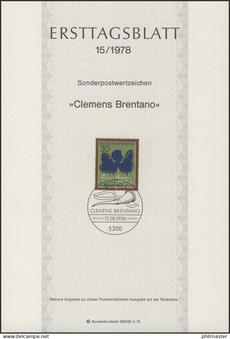 ETB 15/1978 Clemens Brentano, Schriftsteller - 1974-1980