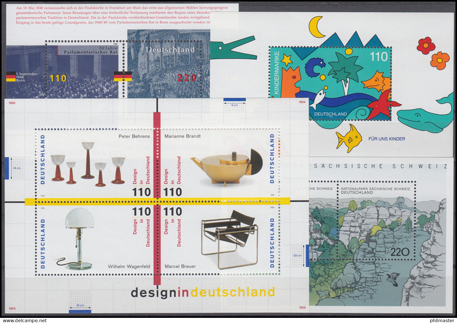 1965-2026 Bund-Jahrgang 1998 Kpl. Ecken Oben Rechts ** Postfrisch - Collections Annuelles