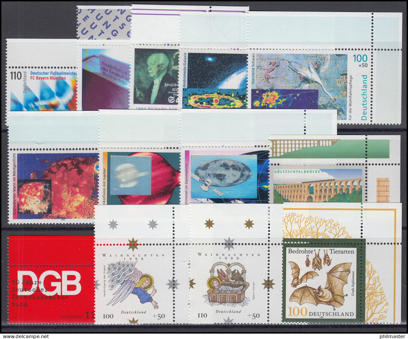 2027-2086 Bund-Jahrgang 1999 Kpl. Ecken Oben Rechts ** Postfrisch - Collections Annuelles