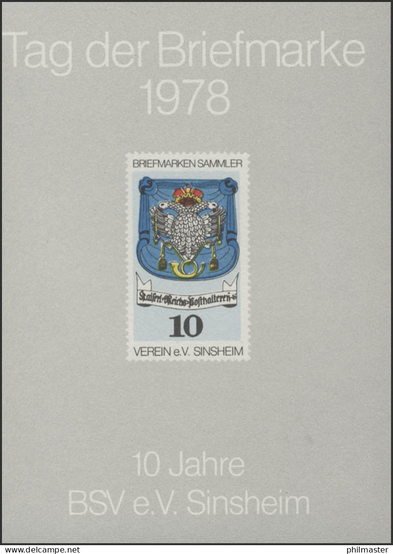 Sonderdruck Tag Der Briefmarke Sinsheim 1978 - Posthausschilde Posthalterei, ** - Posta Privata & Locale