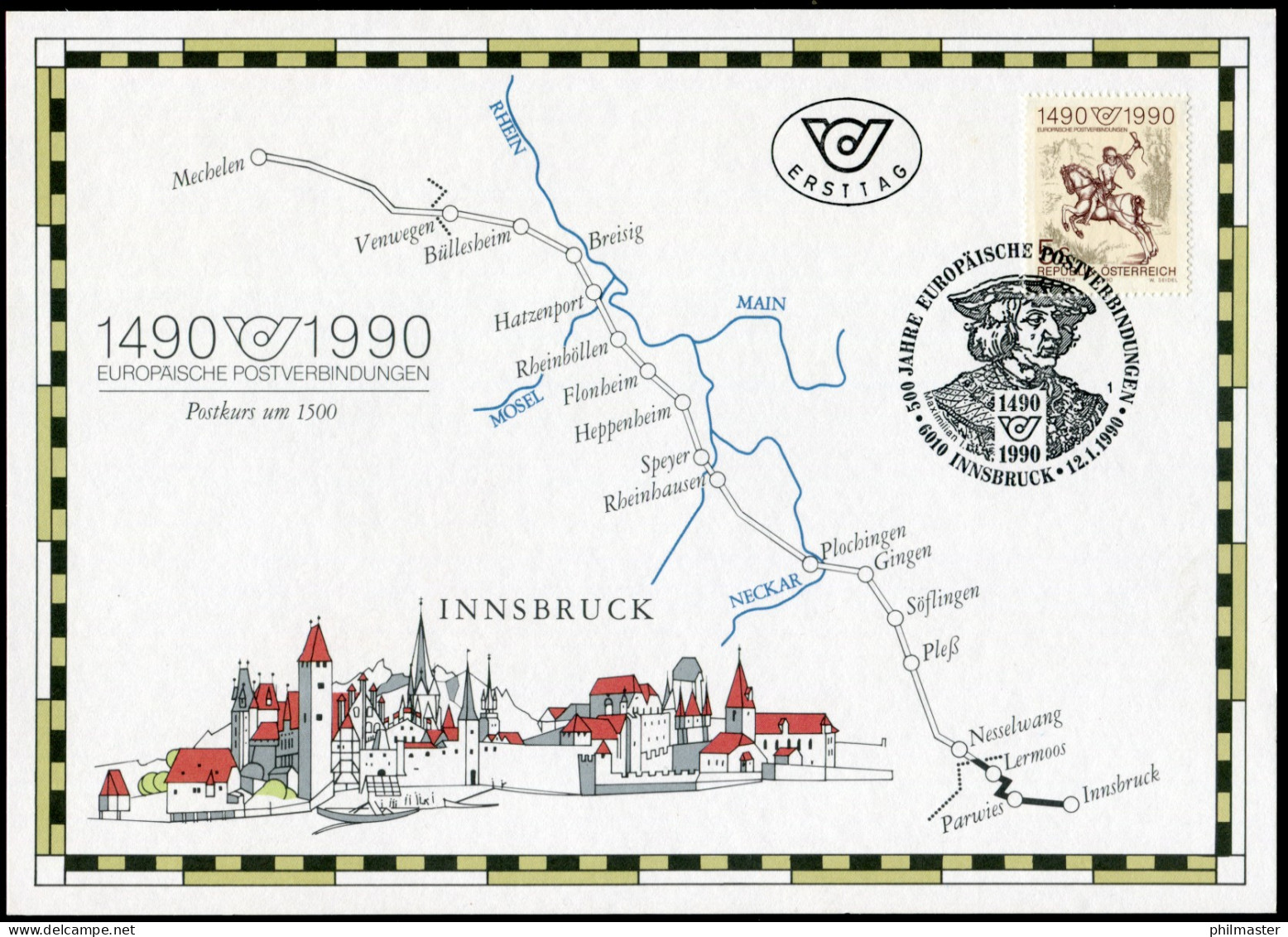 1978 Gedenkblatt 1/1990 Internationale Postverbindungen, ESSt INNSBRUCK 12.1.90 - Other & Unclassified