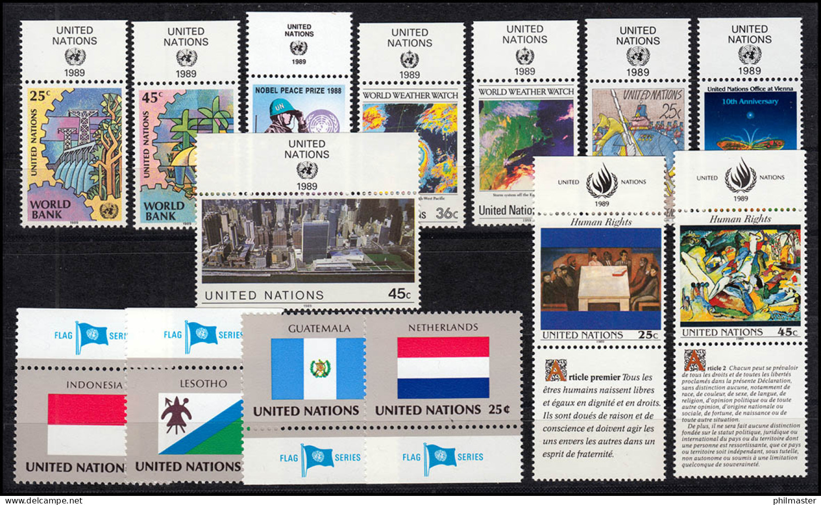 571-596 UNO New York Jahrgang 1989 Komplett - Mit TAB, Postfrisch ** / MNH - Autres & Non Classés