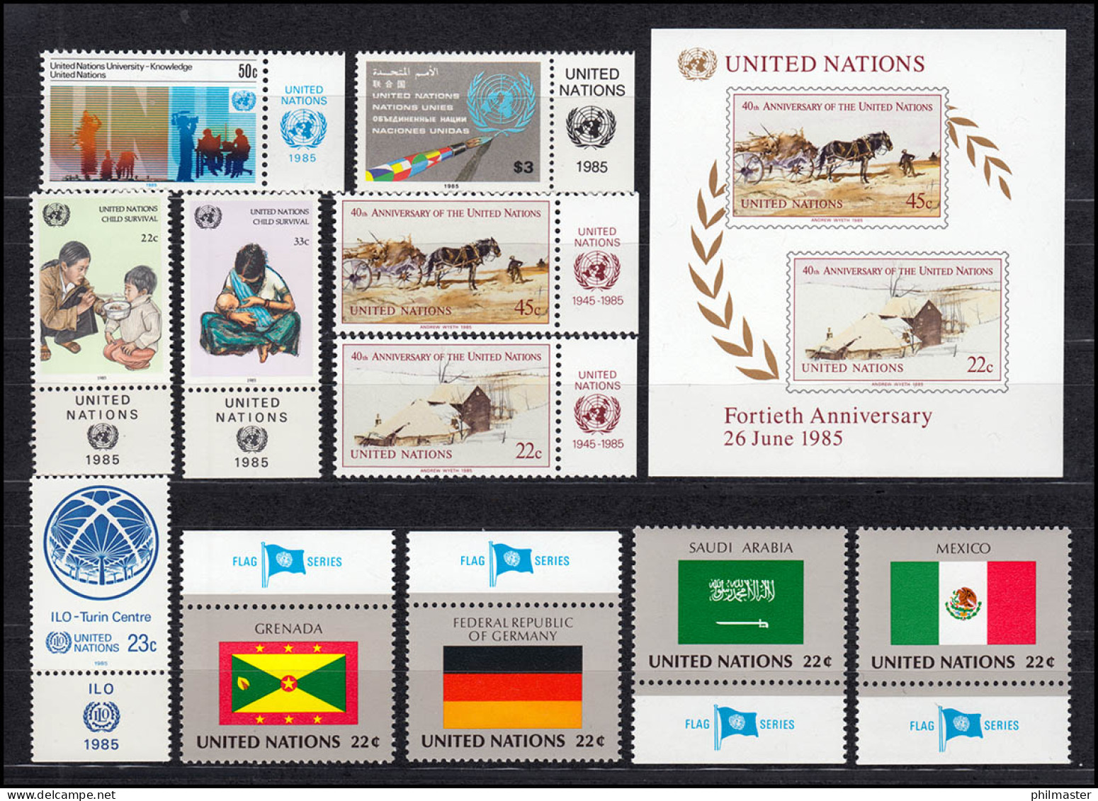 466-489 UNO New York Jahrgang 1985 Komplett - Mit TAB, Postfrisch ** / MNH - Autres & Non Classés