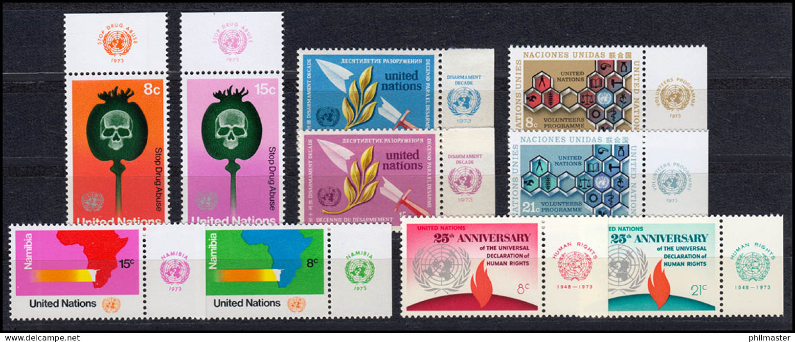 254-263 UNO New York Jahrgang 1973 Komplett - Mit TAB, Postfrisch ** / MNH - Autres & Non Classés