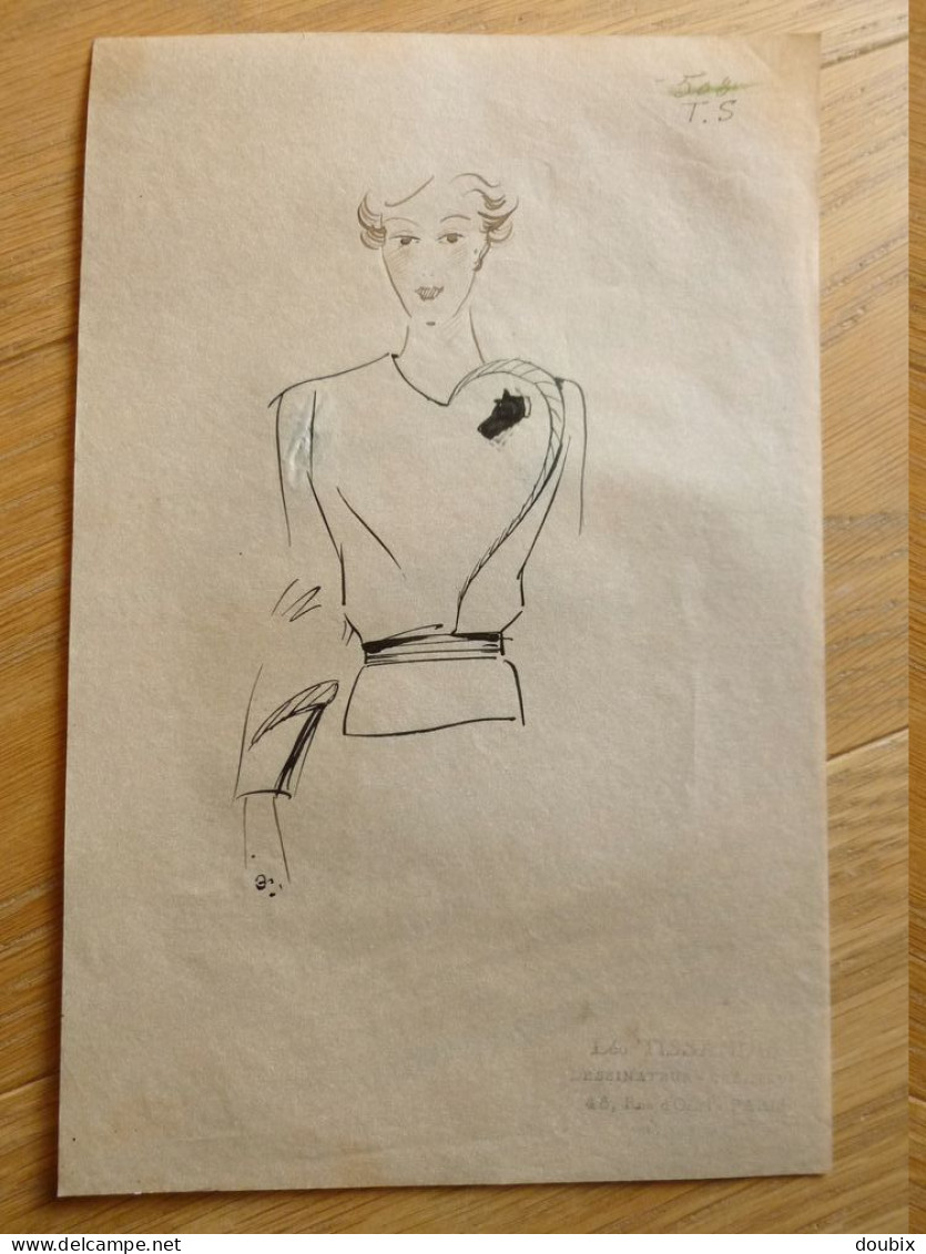 Léo TISSANDIE. [ Vers 1930 ] Créateur MODE. Haute Couture Chanel. DESSIN Original - Personaggi Storici