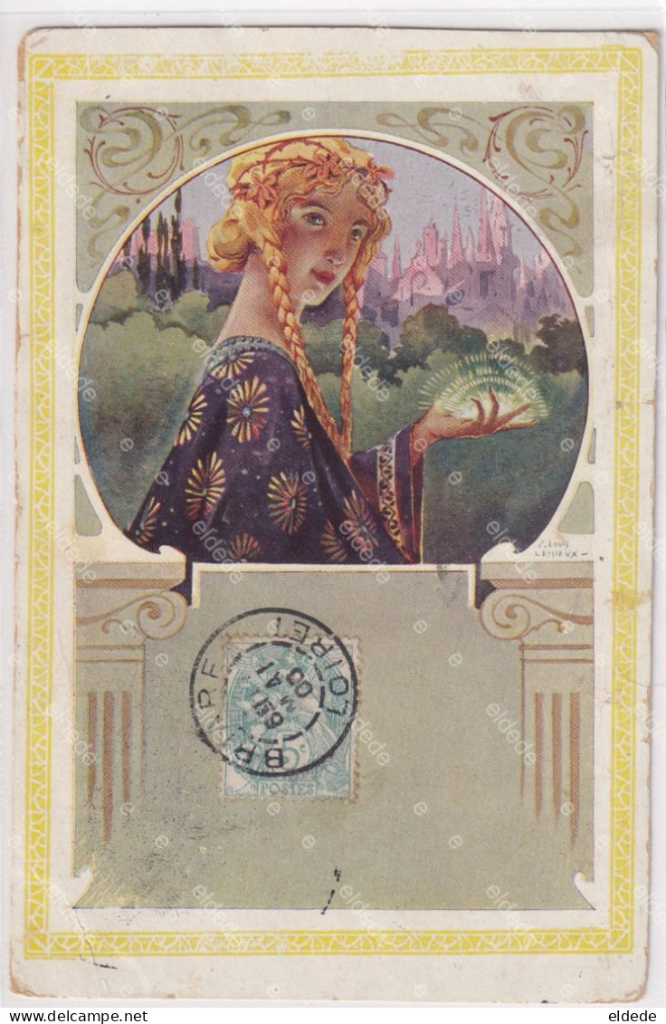 Louis Lessieux Art Nouveau Belle Femme Blonde Longues Tresses Long Braid - Lessieux