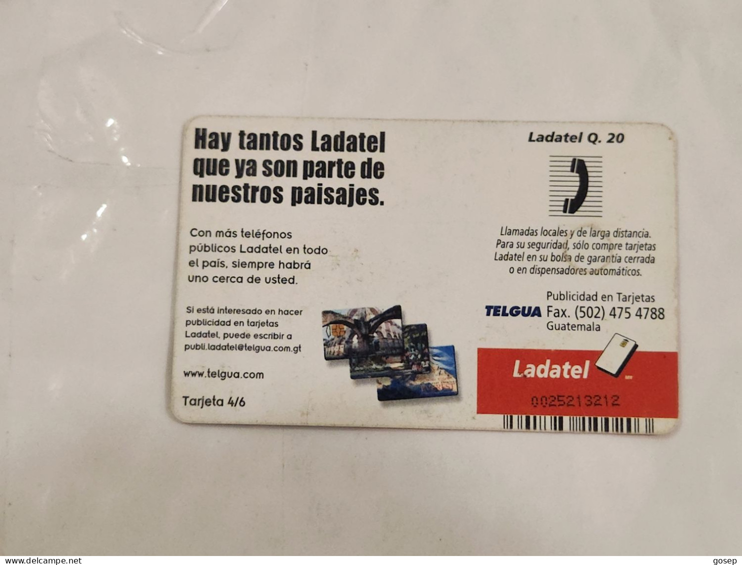 Guatemala-(GU-TLG-133A)-Catedral Metropolitana-(22)-(ladatel Q.20)-(0025213212)-used Card+1card Prepiad Free - Guatemala