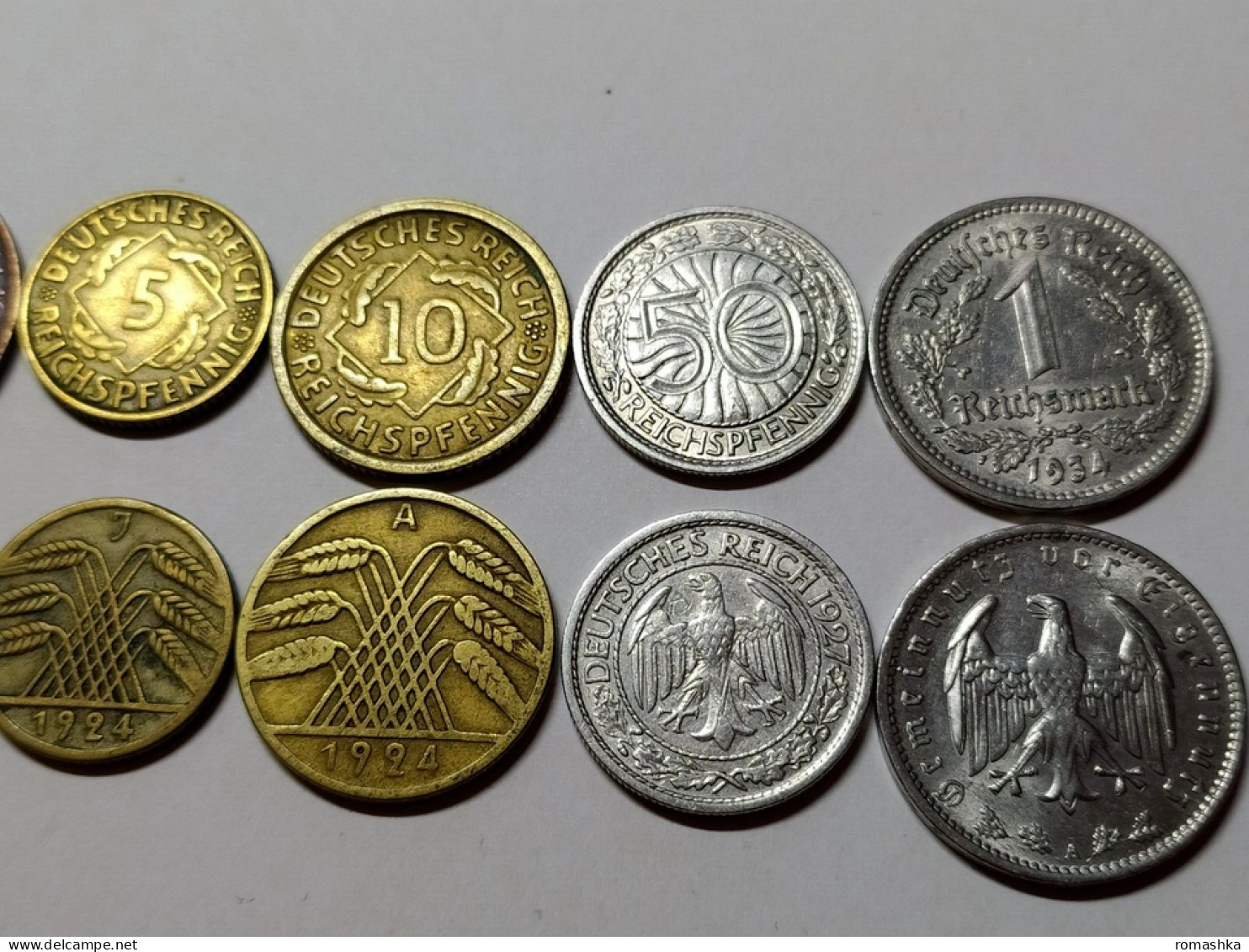 Germany Set Of 7 Coins 1 Reichsmark 50+10+5+4+2+1 Reichspfennig Price For1 Set - Sammlungen
