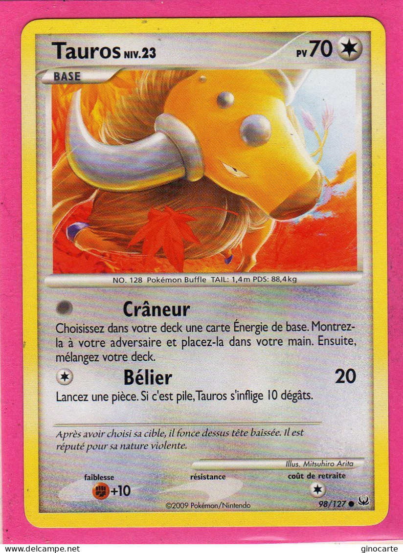 Carte Pokemon 2009 Platine 98/127 Tauros 70pv Neuve - Platine