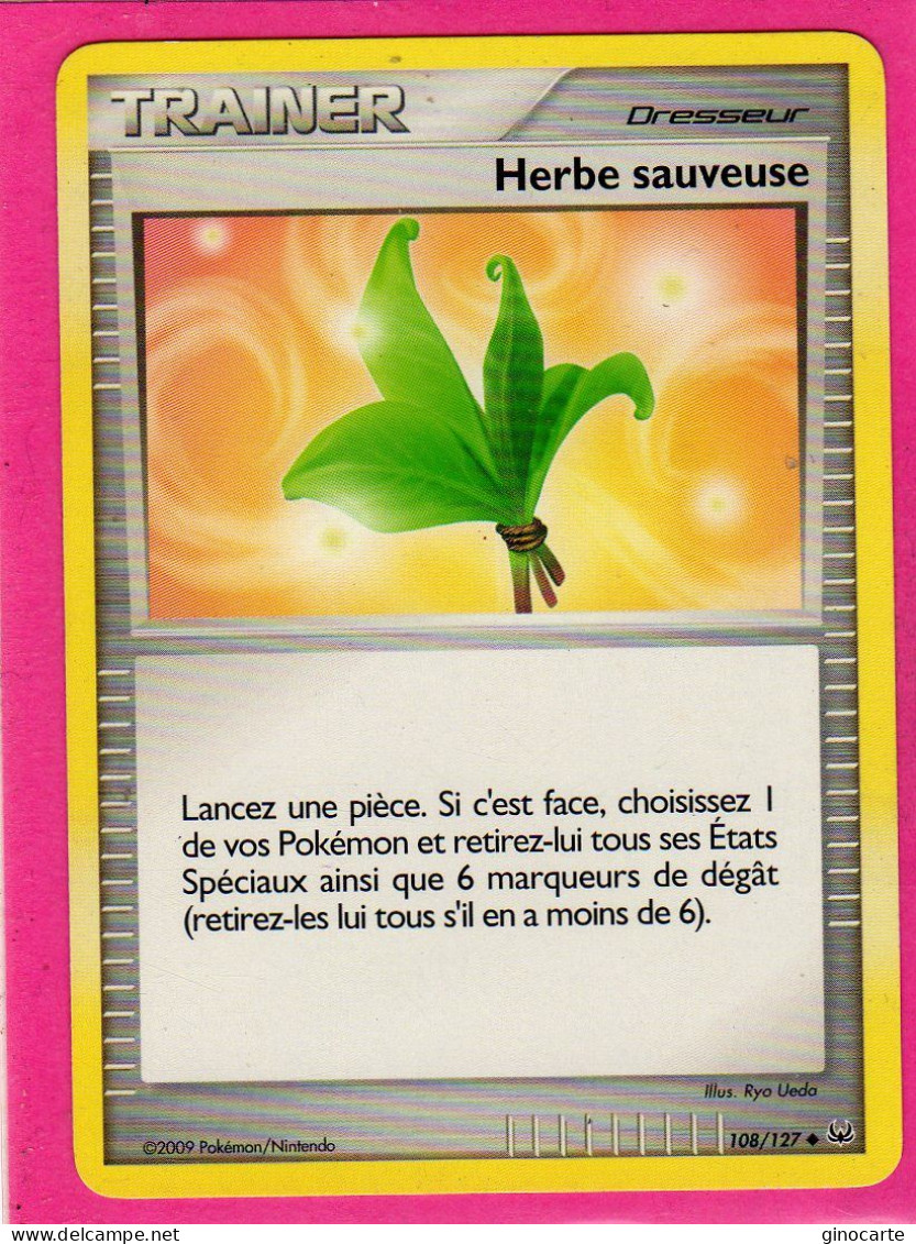 Carte Pokemon 2009 Platine 108/127 Herbe Sauveuse Bon Etat - Platino