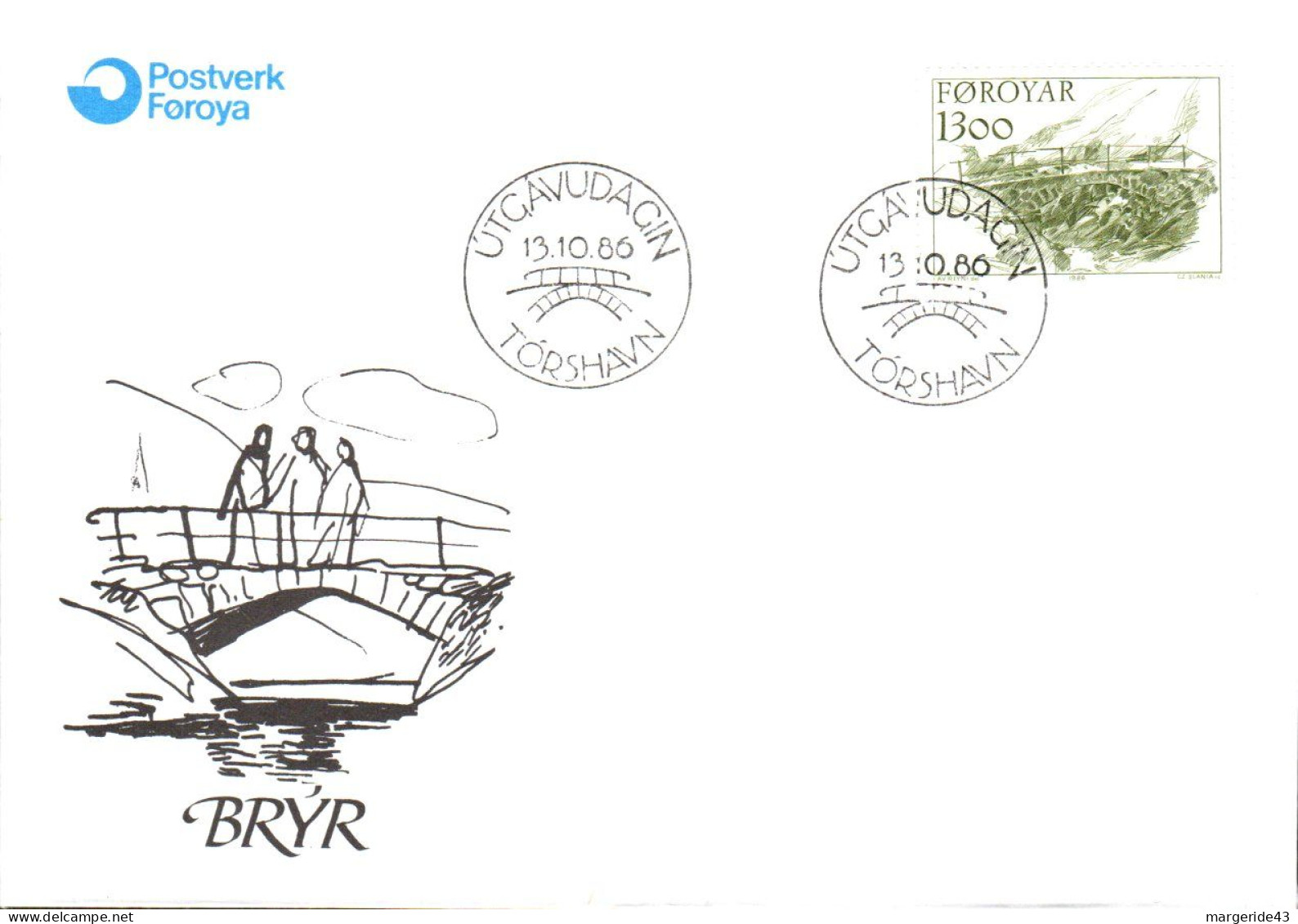 FEROE FDC 1986 VIEUX PONTS - Färöer Inseln