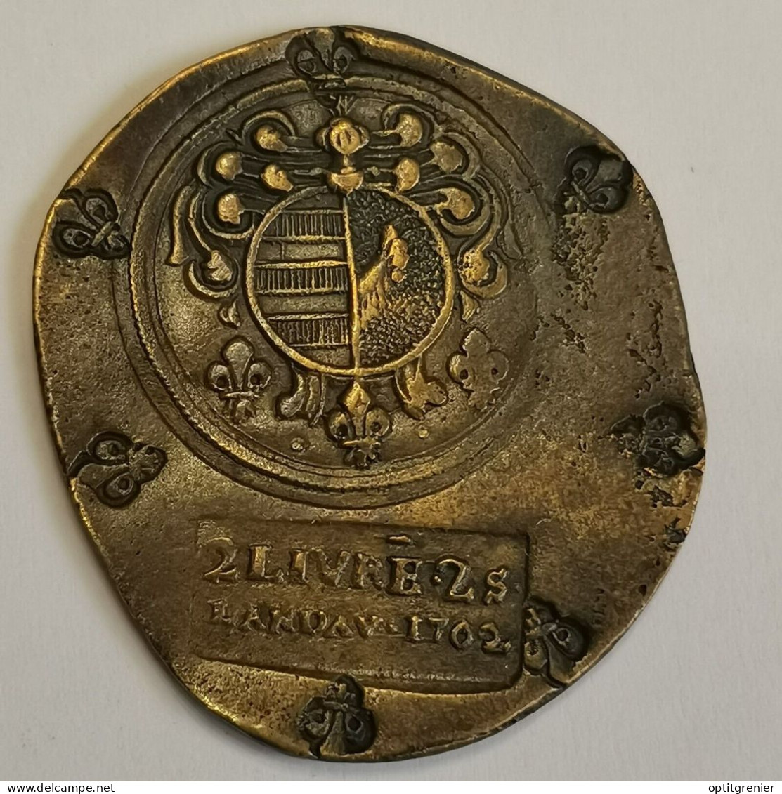 Monnaie Obsidionale Siège De LANDAU 1702 2 LIVRE 2 SOL / FRANCE - Verzamelingen