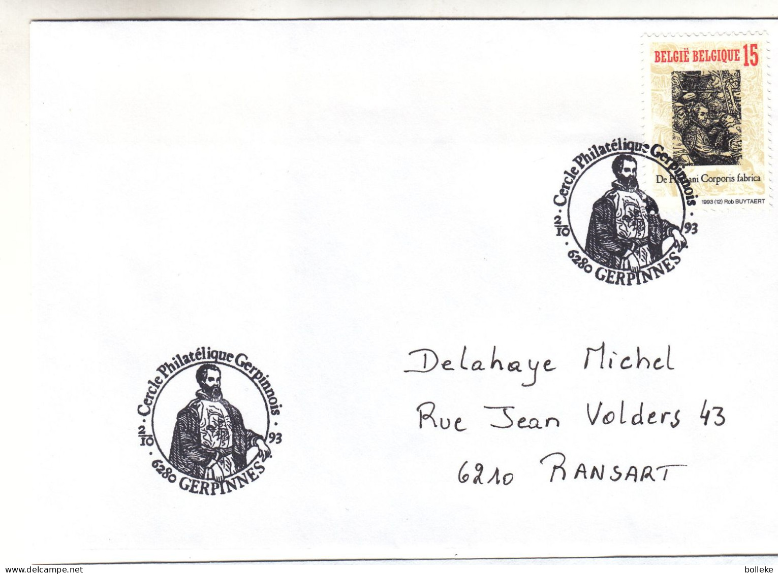 Belgique - Lettre De 1993 - Oblit Gerpinnes - - Storia Postale