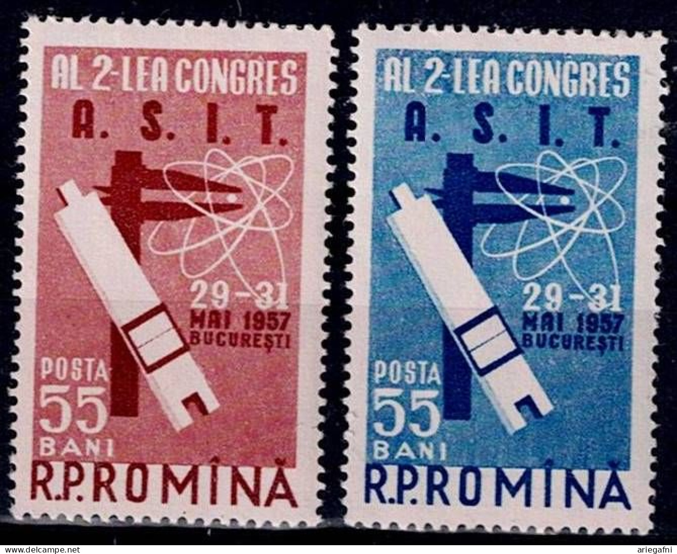 ROMANIA 1957 CONGRESS OF THE ENGINEERS AND TECHNICIANS ASSOCIATION MI No 1645-6 MNH VF!! - Neufs