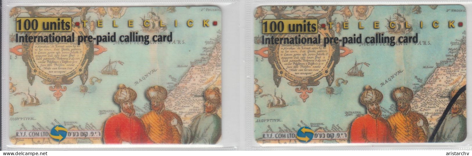 ISRAEL 2000 R.Y.F. COM MEDITERRANEAN SEA MAP 100 UNITS 2 DIFFERENT CARDS - Israel