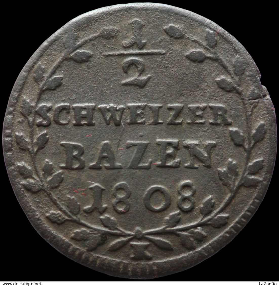 LaZooRo: Switzerland SAINT GALL 1/2 Batzen 1808 VF - Silver - Kantonale Munten
