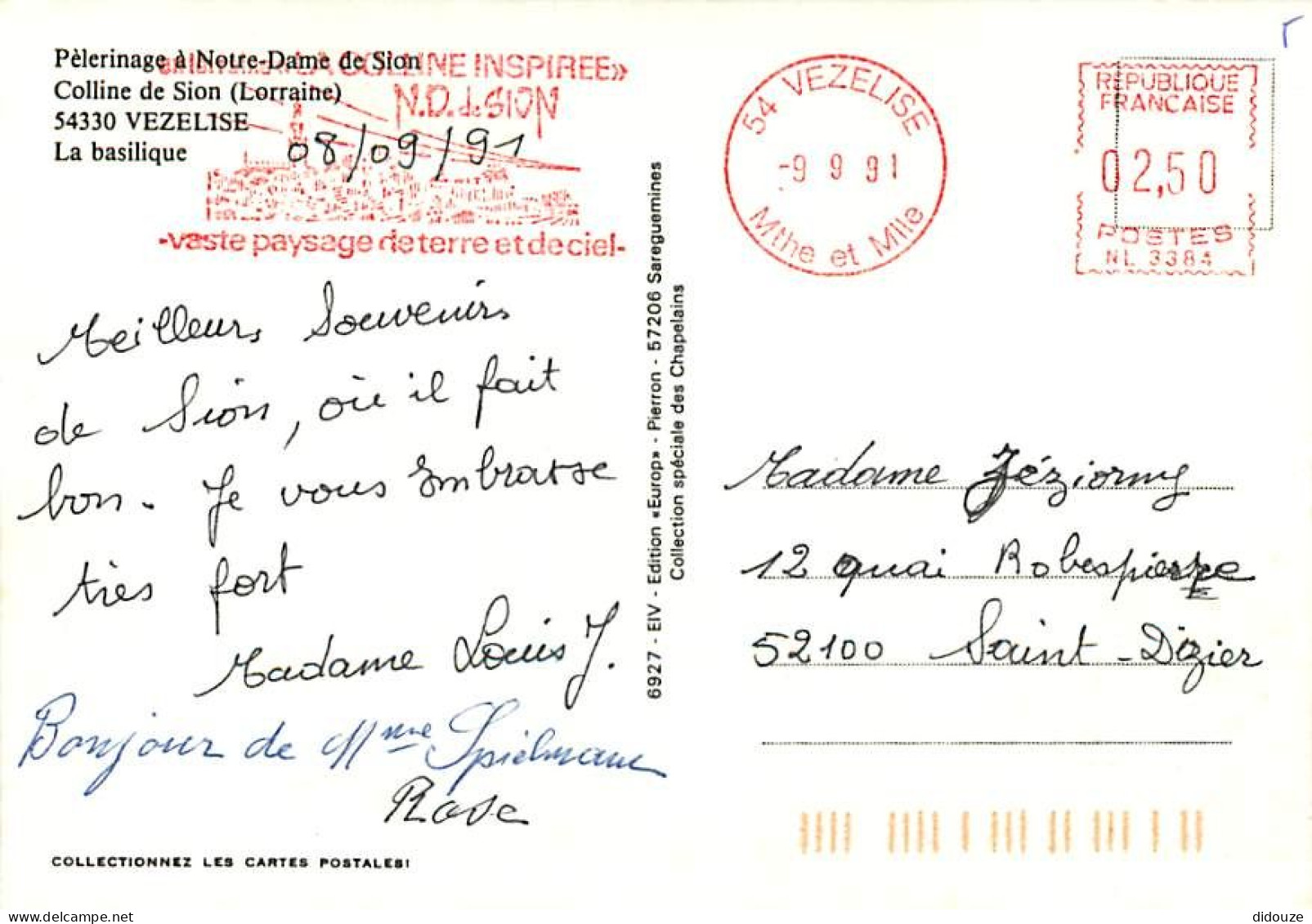 54 - Vezelise - Pèlerinage De Notre Dame De Sion - La Colline De Sion - La Basilique - CPM - Voir Scans Recto-Verso - Vezelise