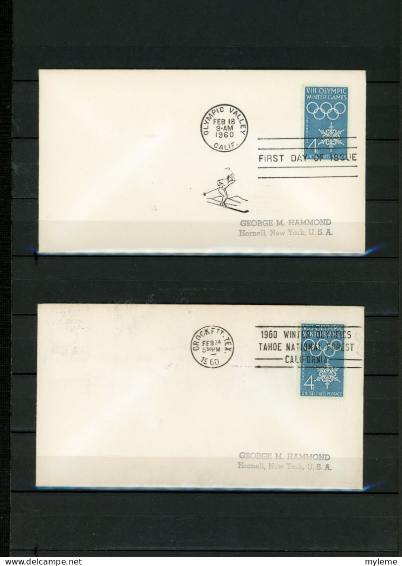 Z28-7 Etats Unis FDC 1er Jour Jeux Olympiques Californie 1960 Villes Différentes  A Saisir !!! - Inverno1960: Squaw Valley