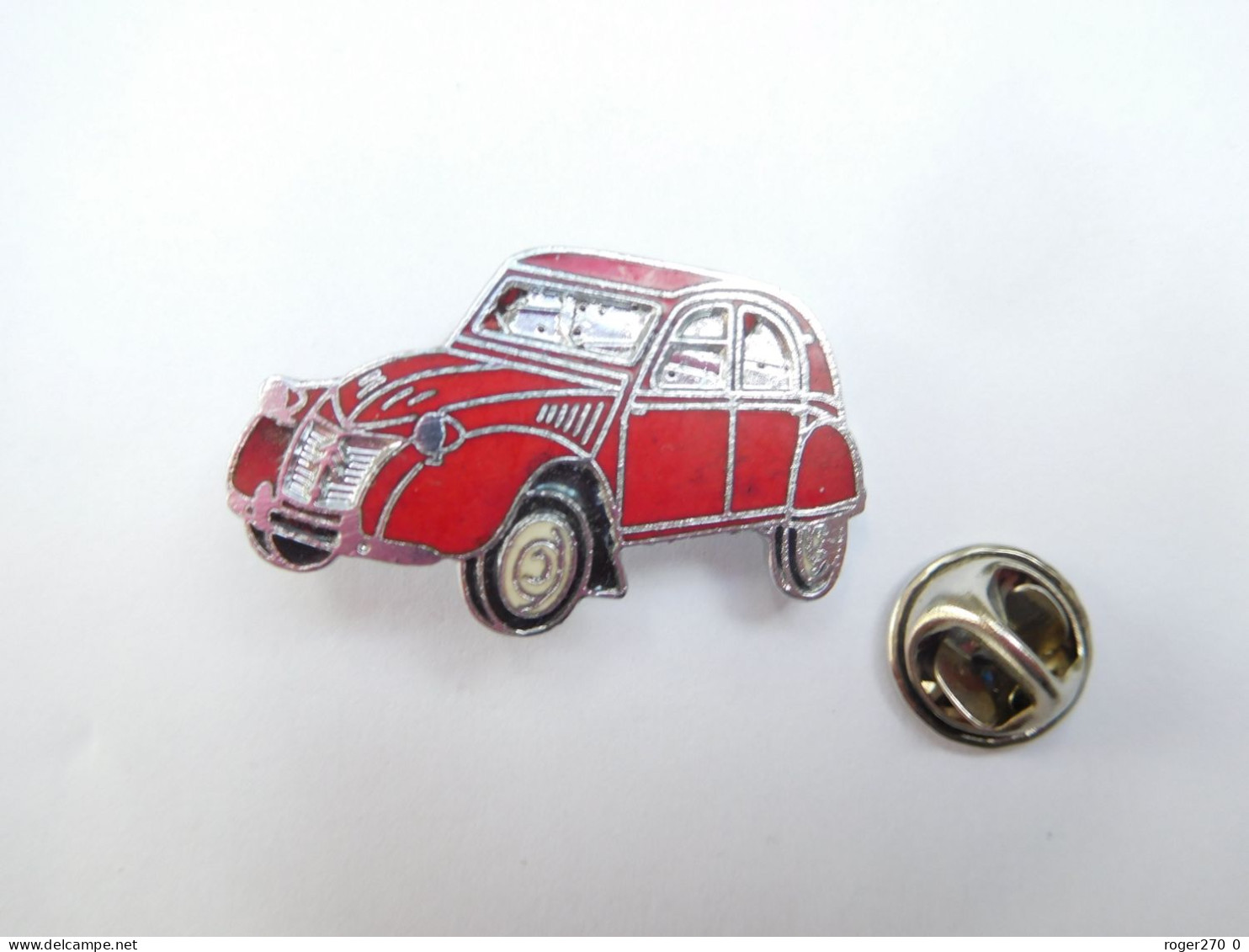 Superbe Pin's En EGF , Auto Citroën 2 CV , 2CH , Rouge , Non Signé - Citroën