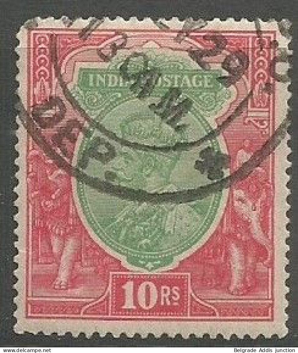 India Gwalior 10r George V SG 189 / Scott #96 Used 1913 Upper Left Corner Short Perf.! - 1911-35  George V