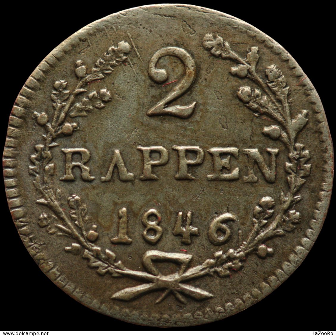 LaZooRo: Switzerland SCHWYZ 2 Rappen 1846 XF - Silver - Schwyz