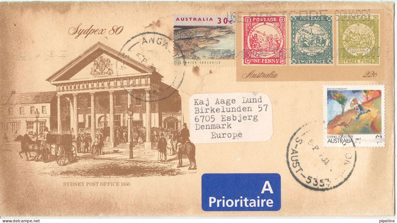 Australia Uprated Postal Stationery Cover SYDPEX 80 Sent To Denmark - Postal Stationery