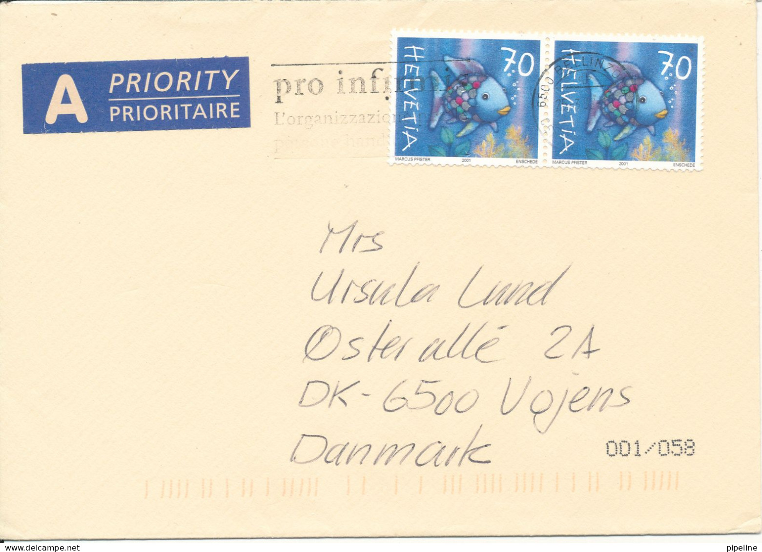 Switzerland Cover Sent To Denmark 25-3-2002 Topic Stamps - Brieven En Documenten