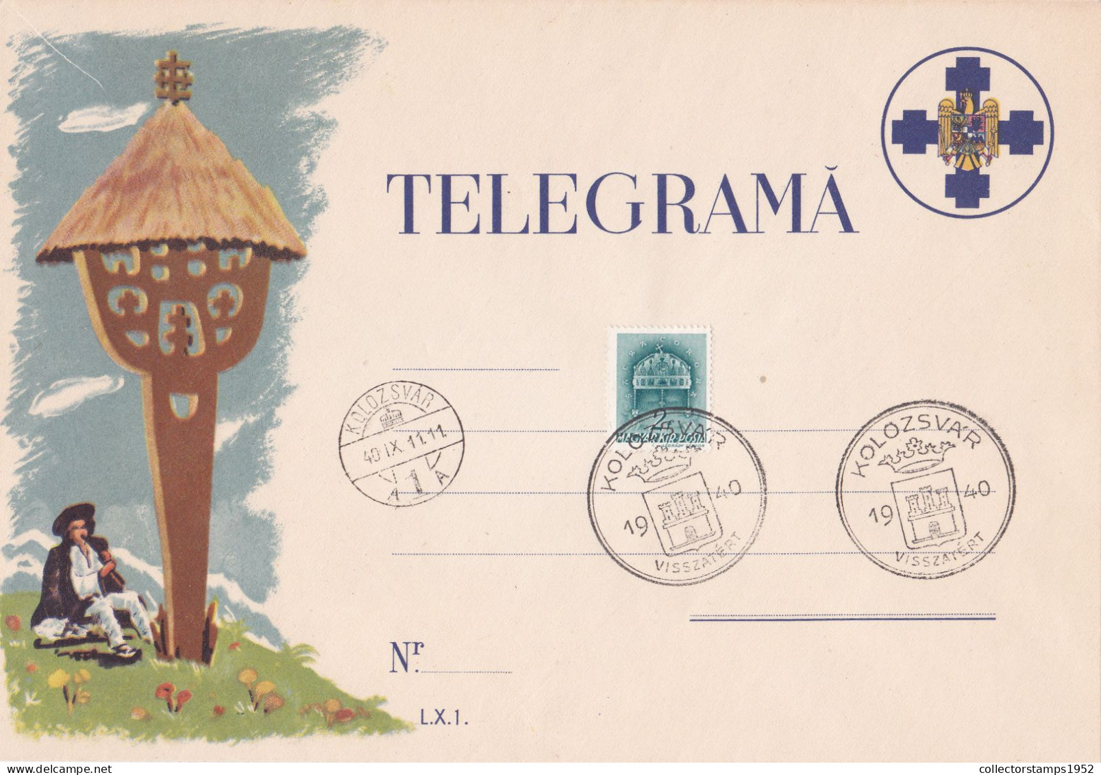 VERY RARE TELEGRAMME,SHEPHERD ,MUSHROOMS,COVERS, ROMANIA - Telegraphenmarken