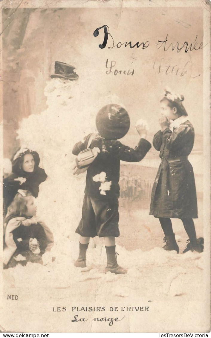 FÊTES - VŒUX - Bonne Année - Les Plaisirs De L'hiver - La Neige - Carte Postale Ancienne - New Year