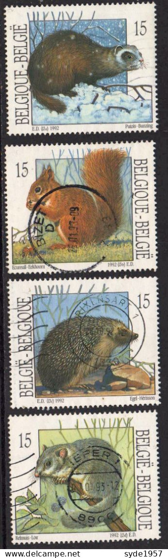 1992 COB 2477-2480 (complet) Nature, Petits Mammifères - Used Stamps