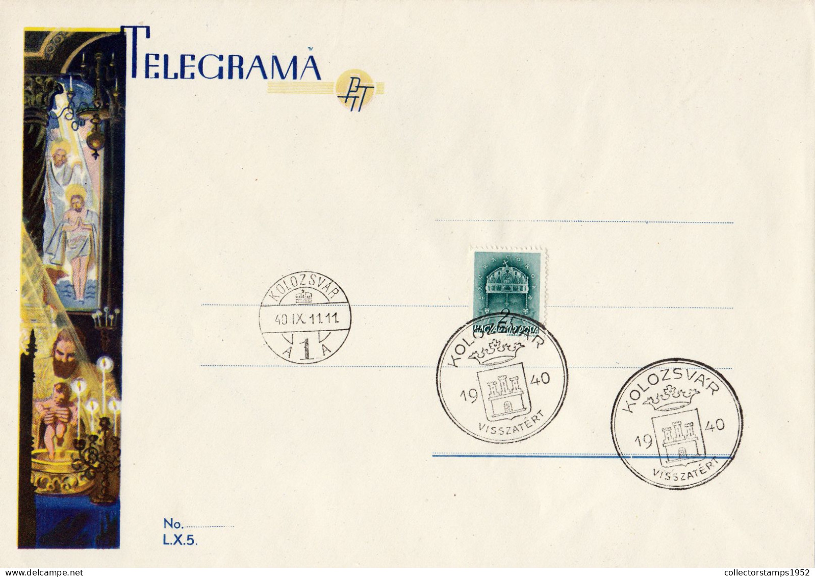 VERY RARE TELEGRAMME,RELIGION,COVERS,LX5, ROMANIA - Telegraphenmarken