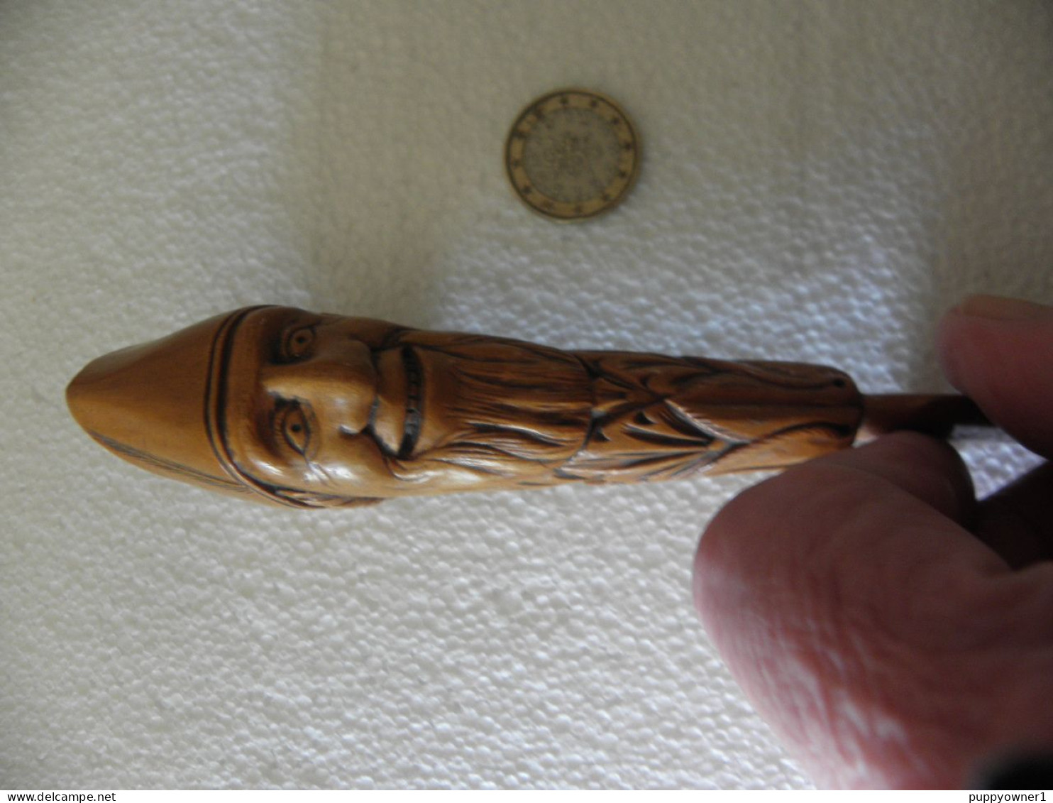 Antique Ouvre-lettre En Bois Tête D'homme - Letter-opener