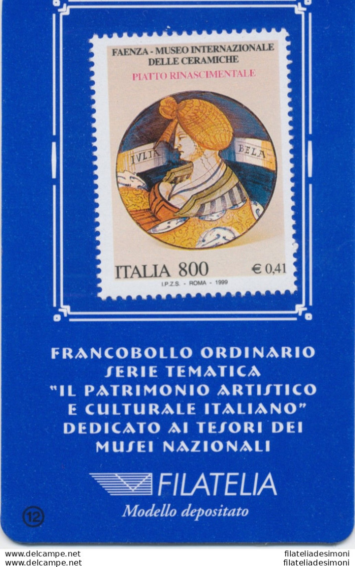 1999 Italia - Repubblica , Tessera Filatelica , Museo Faenza,   0,41€ - Filatelistische Kaarten