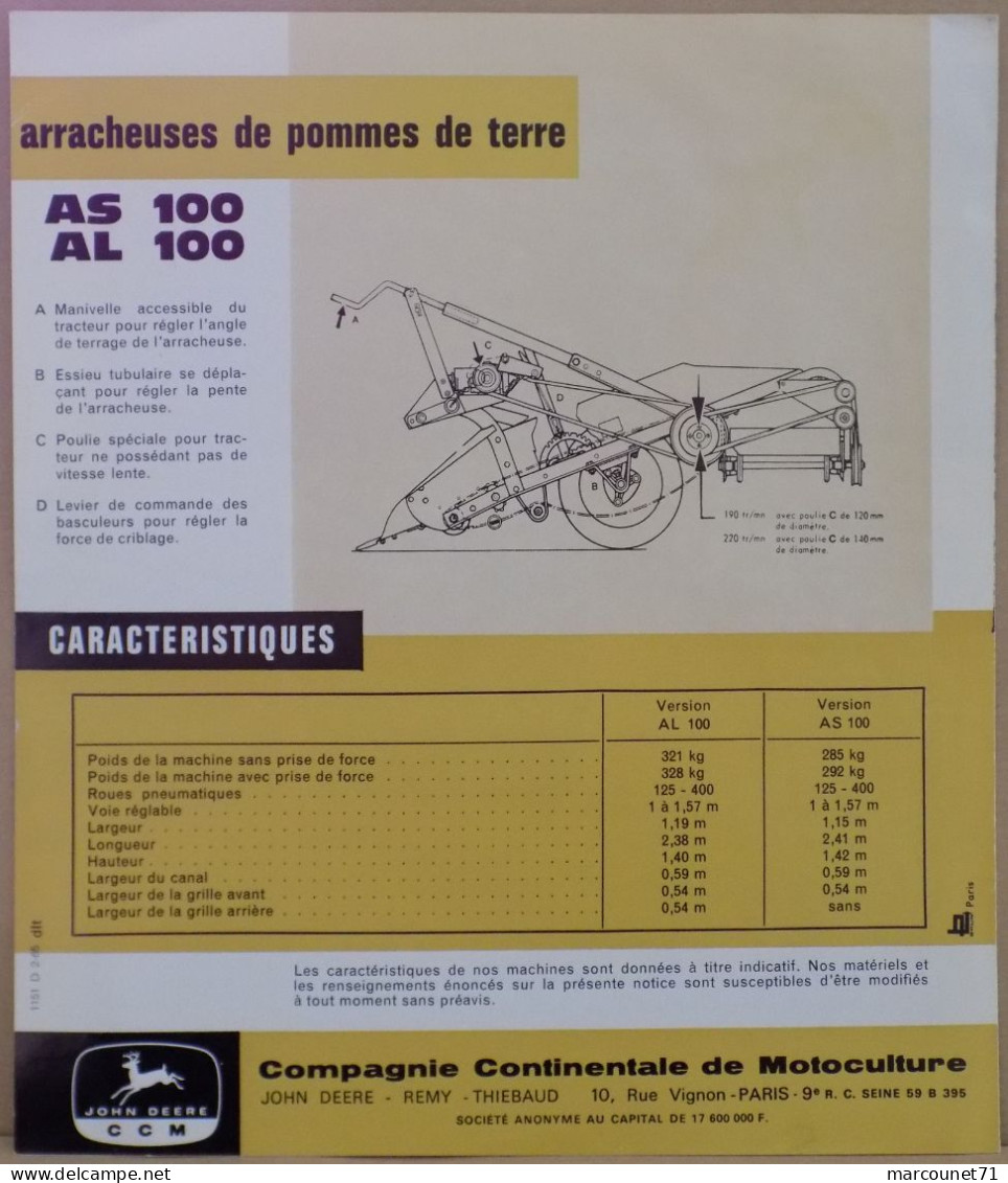 DÉPLIANT COMMERCIAL TRACTEUR JOHN DEERE ARRACHEUSES DE POMMES DE TERRE - Tractors
