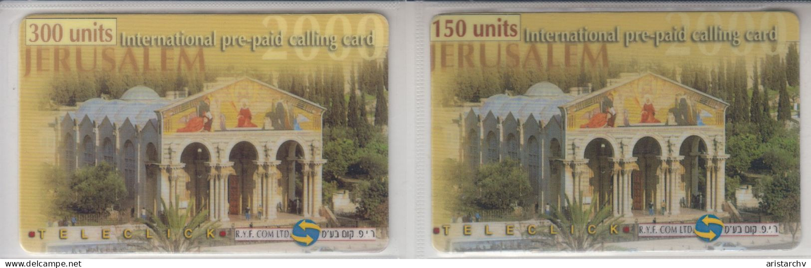 ISRAEL 2000 R.Y.F. COM ALL NATIONS CHURCH 2 DIFFERENT PHONE CARDS - Israele