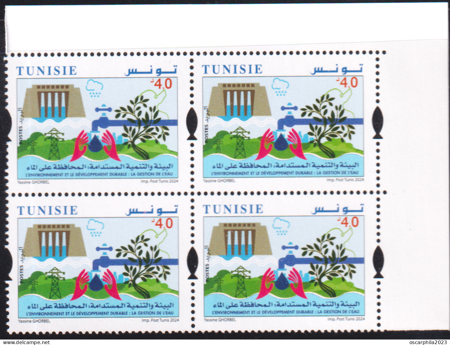 2024- Tunisie- 4éme émission -Environnement Et Développement Durable: Gestion De L'Eau -bloc De 4V- MNH****** - Tunisia (1956-...)