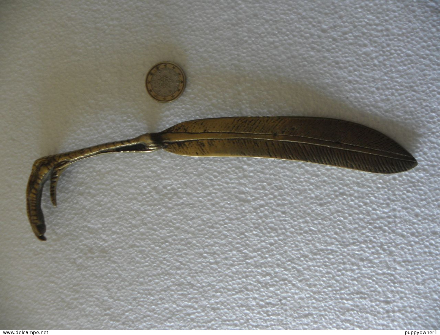 Antique Ouvre-lettre En Bronze Griffe Et Plume - Letter-opener