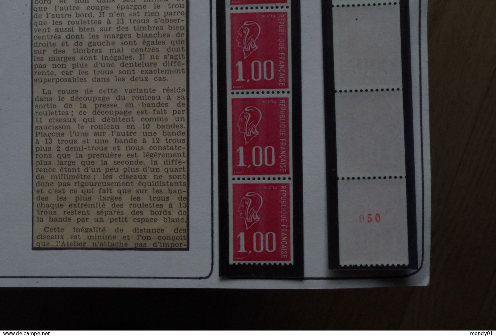 36 M/ Roulette Bequet Différences De Piquage 3 Bandes De 11 Dont Une Avec 2 Numéros Rouge Sur Feuille Album Yvert - Coil Stamps