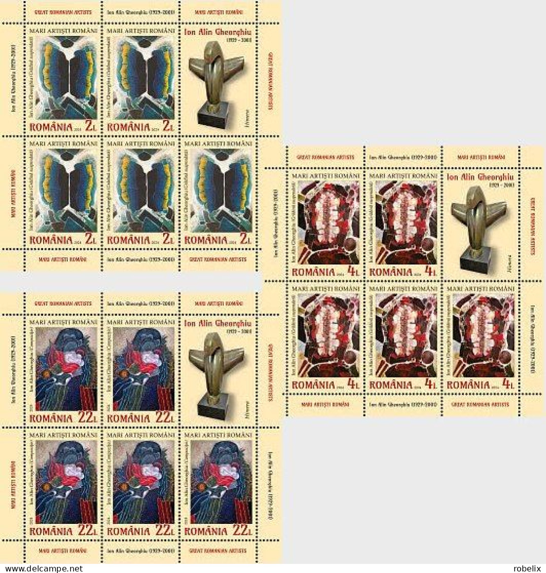 ROMANIA 2024 GREAT  ROMANIAN ARTIST: ION  ALIN GHEORGHIU Painter And Sculptor - Minisheet Of 5 Stamps+1 Label   MNH** - Modern