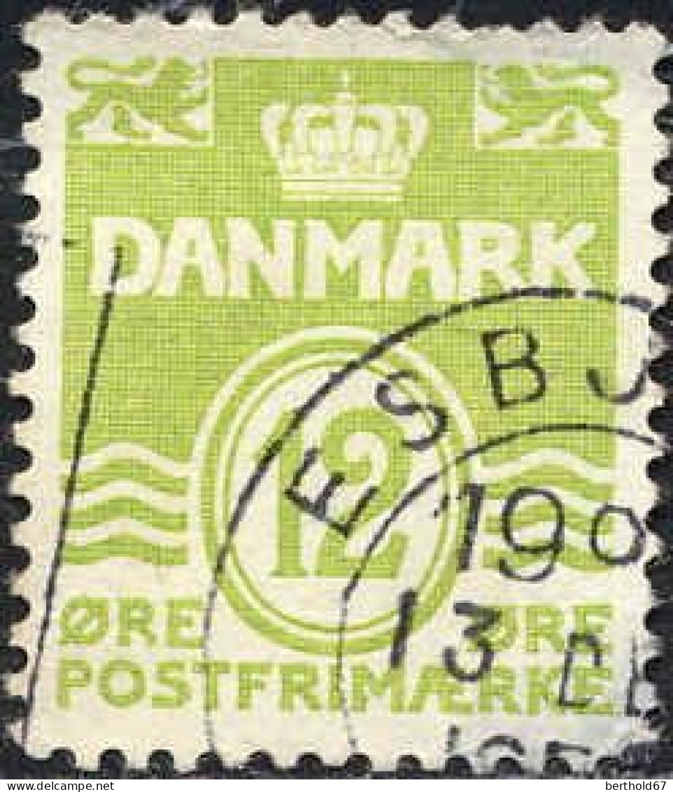 Danemark Poste Obl Yv: 336B Mi:332x Postfrimærke Chiffre Sous Couronne (TB Cachet Rond) - Gebraucht