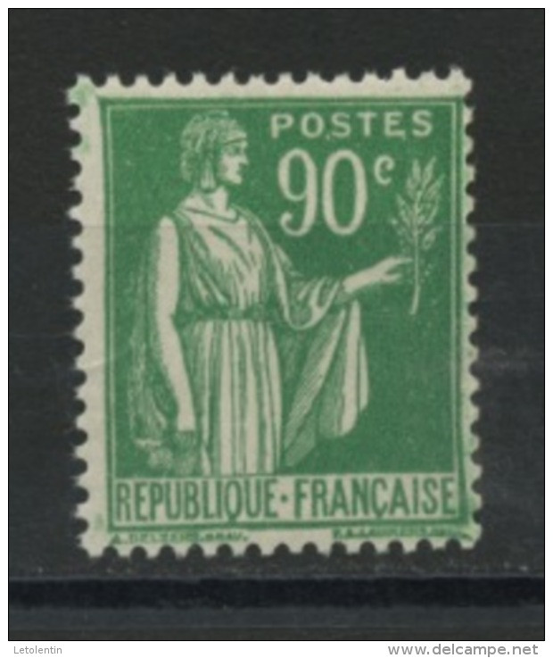 FRANCE -  90c VERT TYPE PAIX PAIRE COIN DE F. N° - N° Yvert 367** - 1932-39 Paix