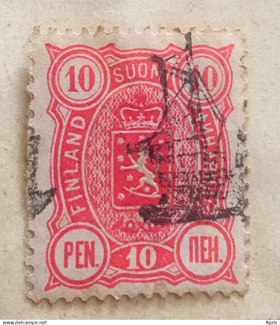 Finlande *1889-Armoiries *Rouge 10 P - Usados