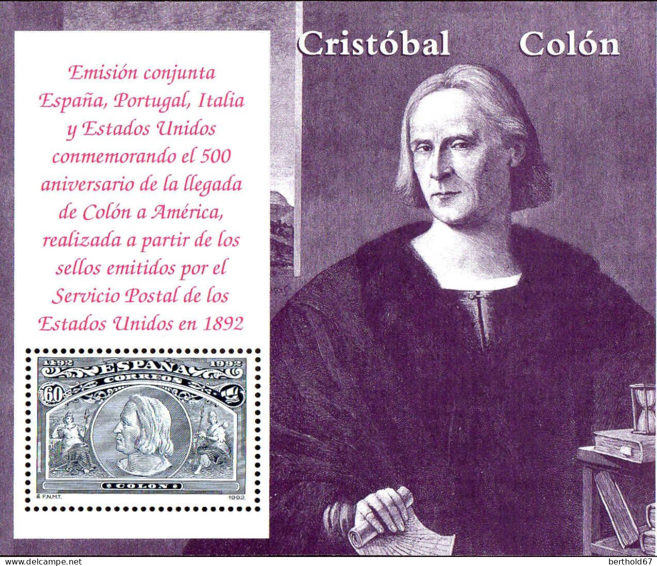 Espagne Bloc N** Yv: 56 Mi:50 Cristobal Colon (Thème) - Christophe Colomb