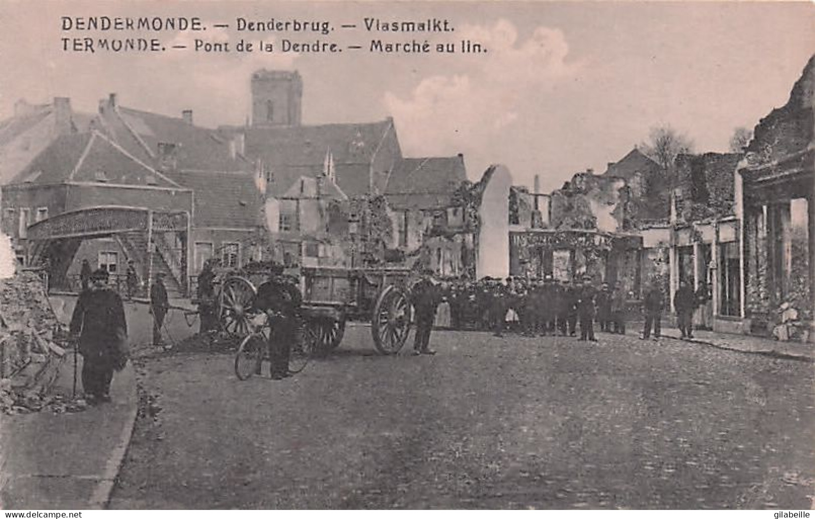 DENDERMONDE - TERMONDE -  Pont De La Dendre - Marché Au Lin - Denderbrug - Vlasmalkt - Dendermonde