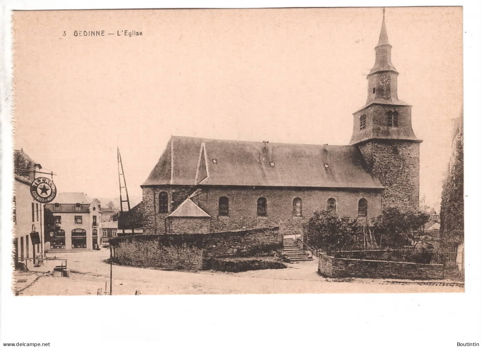 Gedinne Eglise ( Panneau Publicitaire Huiles Texaco ) - Gedinne