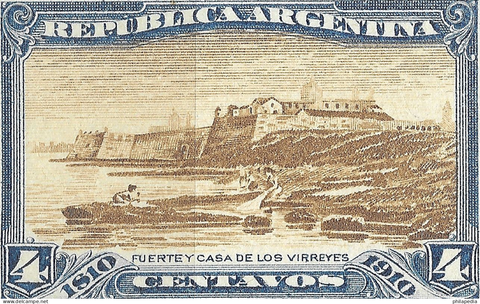 Argentine Fort Des Vices Rois Buenos Aires Essai Non Dentelé Fortress Imperf Proof Ungezahnt Essay Ongetand ** 1910 100€ - Castelli