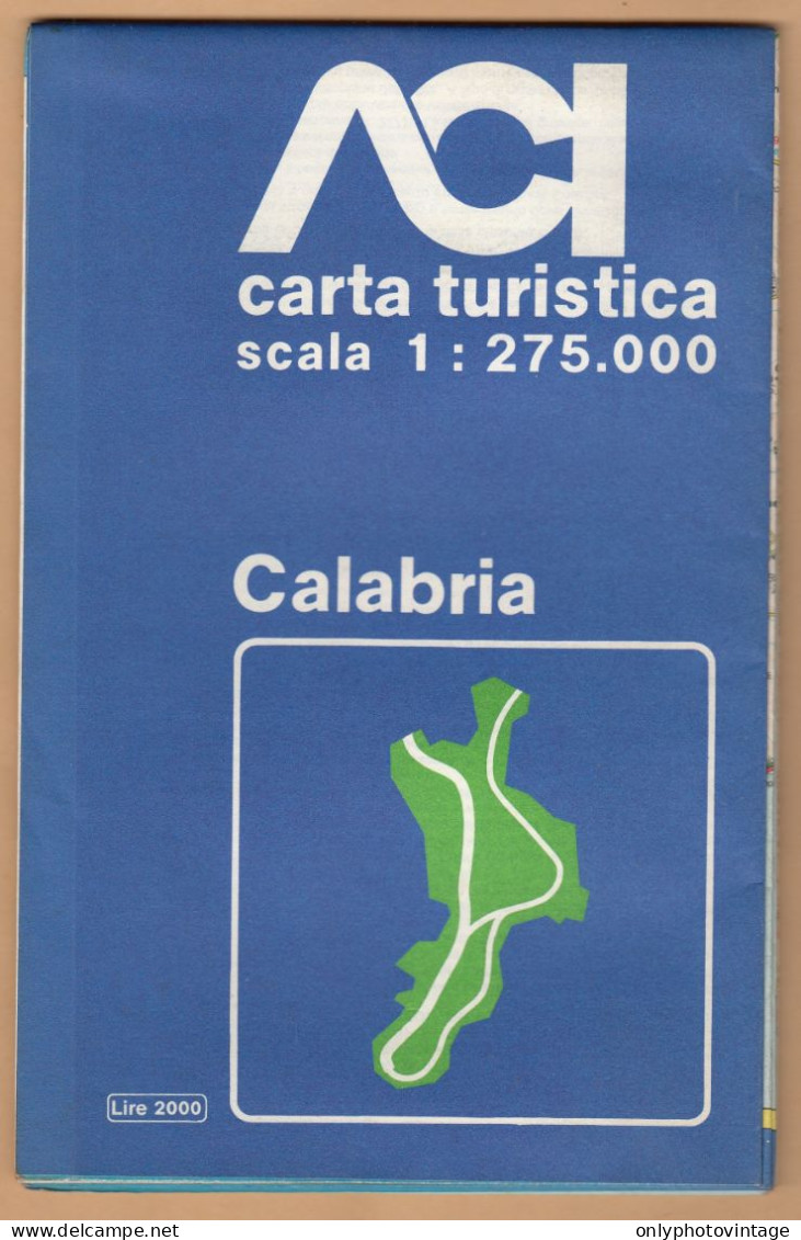 Calabria, Carta Turistica Stradale, ACI, Scala 1:275.000, Mappa, Cartina Geografica - Carte Stradali