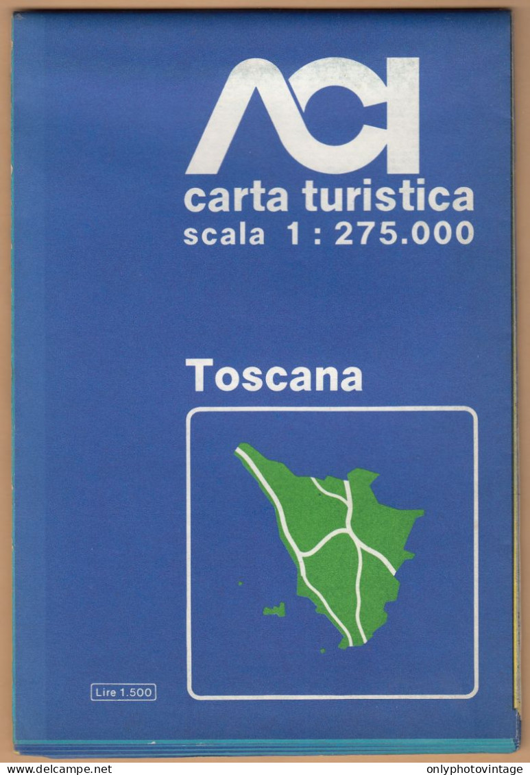 Toscana, Carta Turistica Stradale, ACI, Scala 1:275.000, Mappa, Cartina Geografica - Callejero